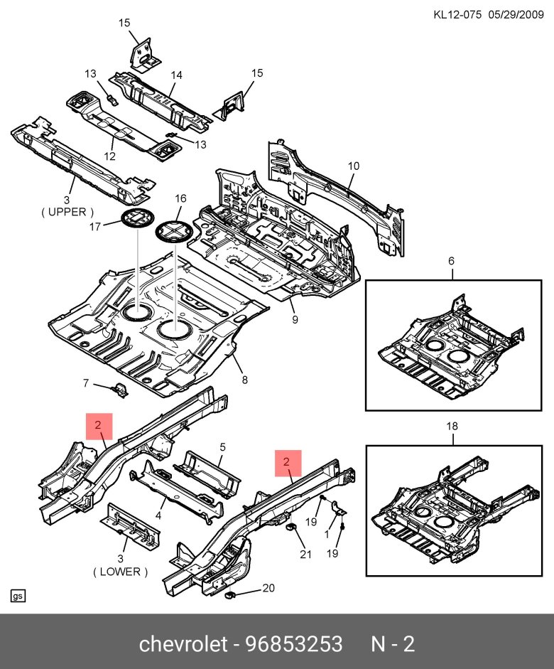 Наружные кузовные детали днища каптива с100
