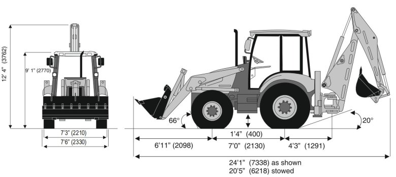 Габариты экскаватора погрузчика терекс