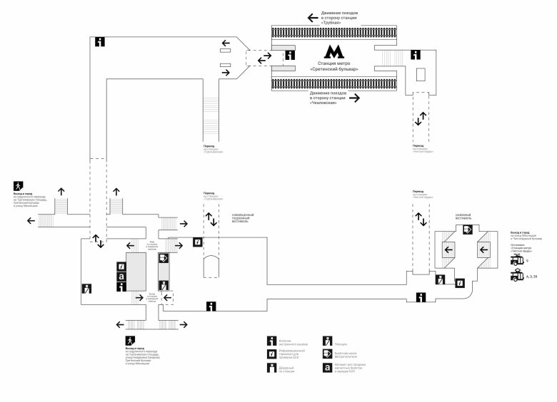 Схема станции метро сретенский бульвар