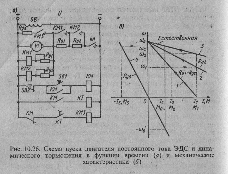 Схема управления пуском двигателя постоянного тока