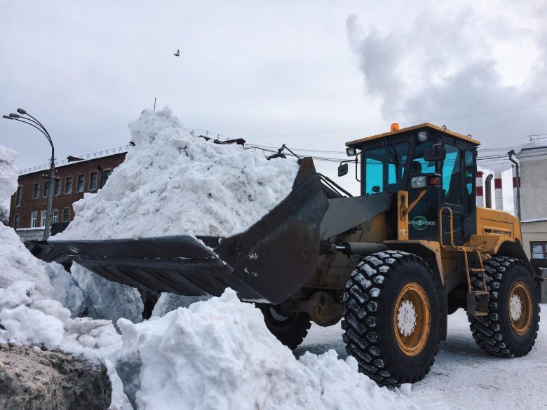 Уборка снега погрузчиком