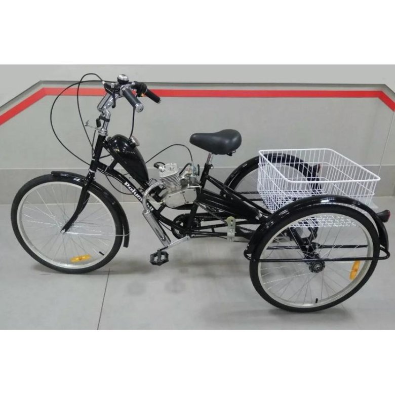 Мотовелосипед 24 фермер трицикл с веломотором 80см3 черный