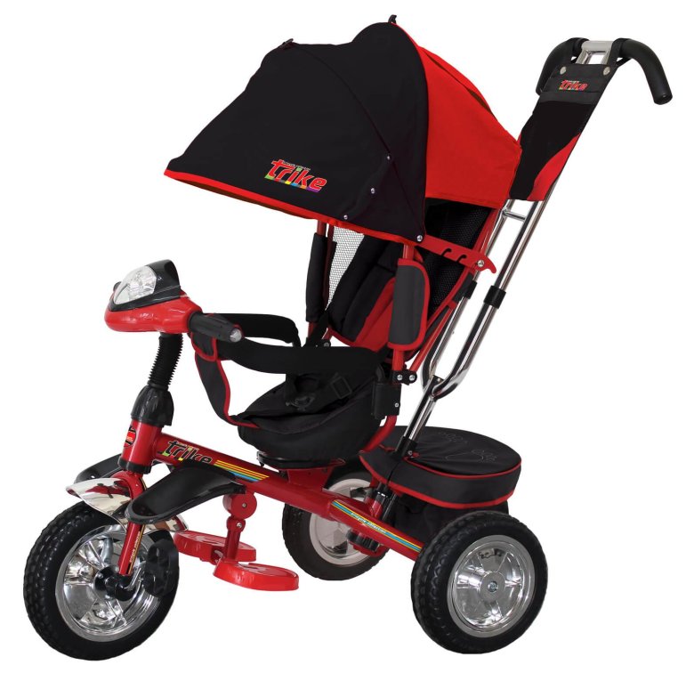 Велосипед детский с ручкой трехколесный крышей