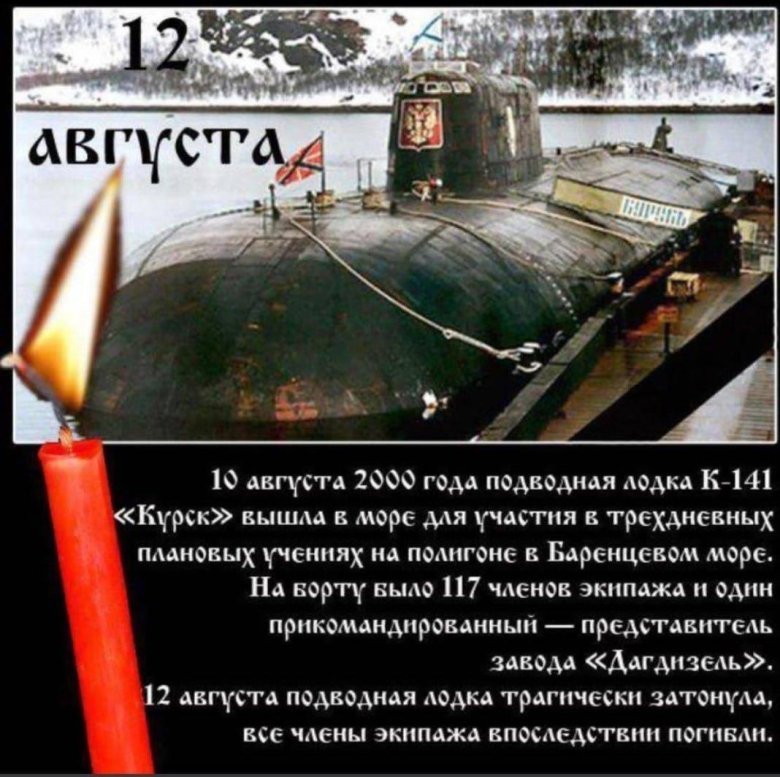 12 августа 2000 курск подводная лодка