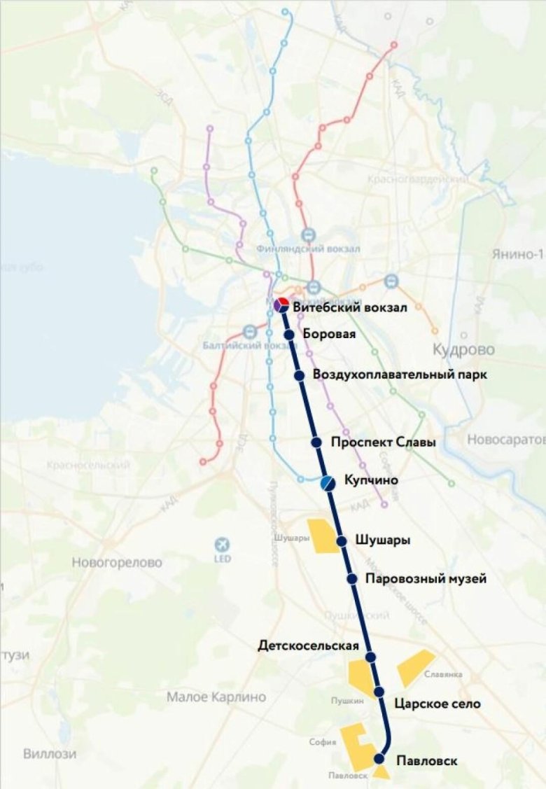 Метро проспект славы дунайская и шушары