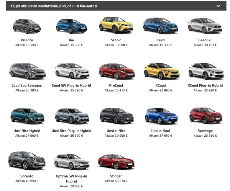 Kia модельный ряд 2021