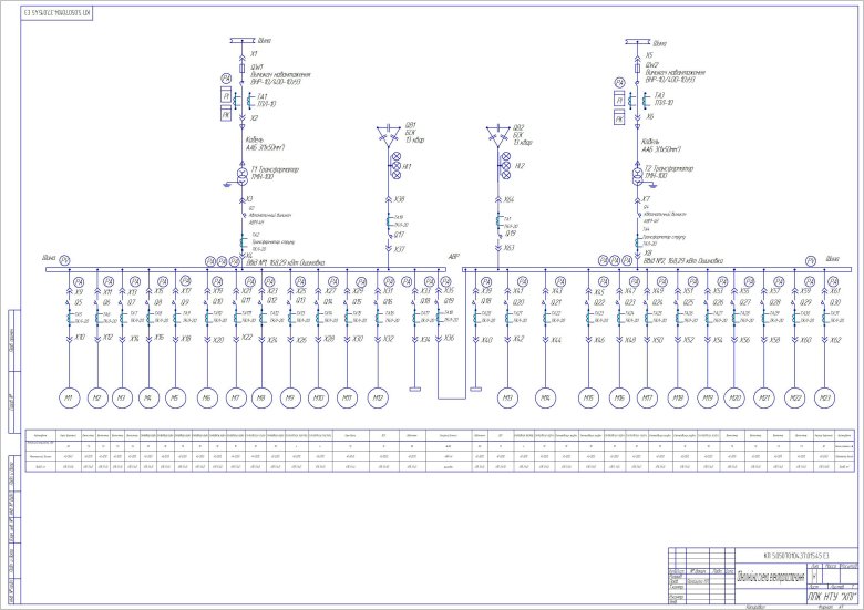 Электрическая принципиальная схема электроснабжения цеха