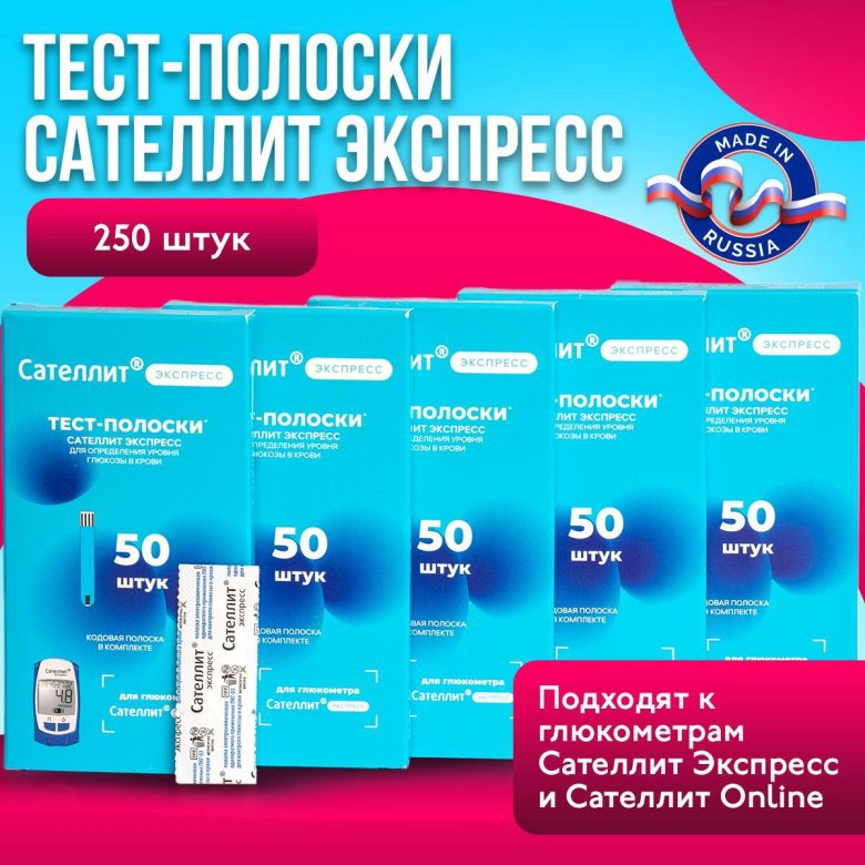 Тест полоски для глюкометра сателлит экспресс