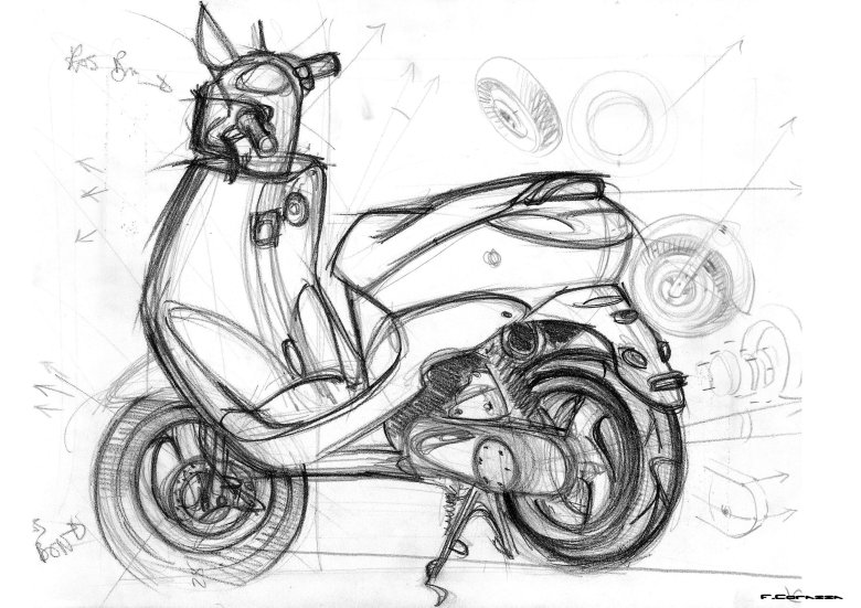 Рисунок мотоцикла карандашом