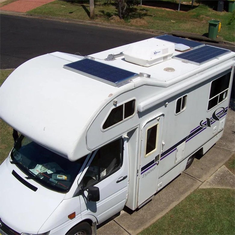 Caravan with solar panels