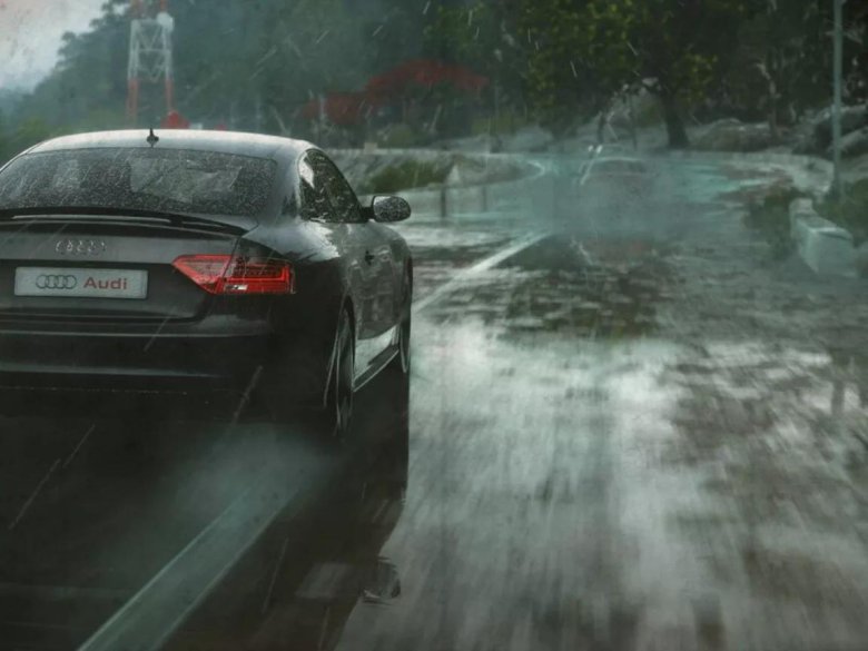 Машина под дождем