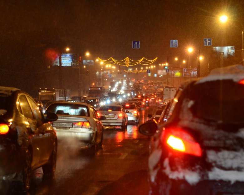 Москва пробки снег
