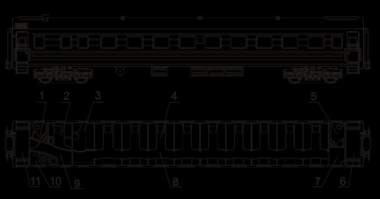Пассажирский вагон аммендорф чертёж