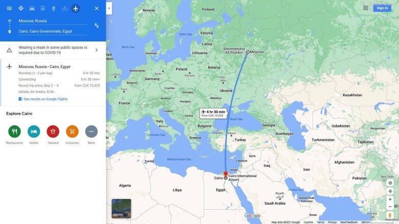 Маршрут полета москва шарм эль шейх