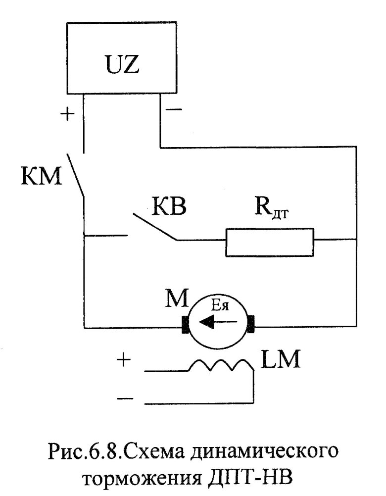 Динамическое торможение двигателя постоянного тока схема