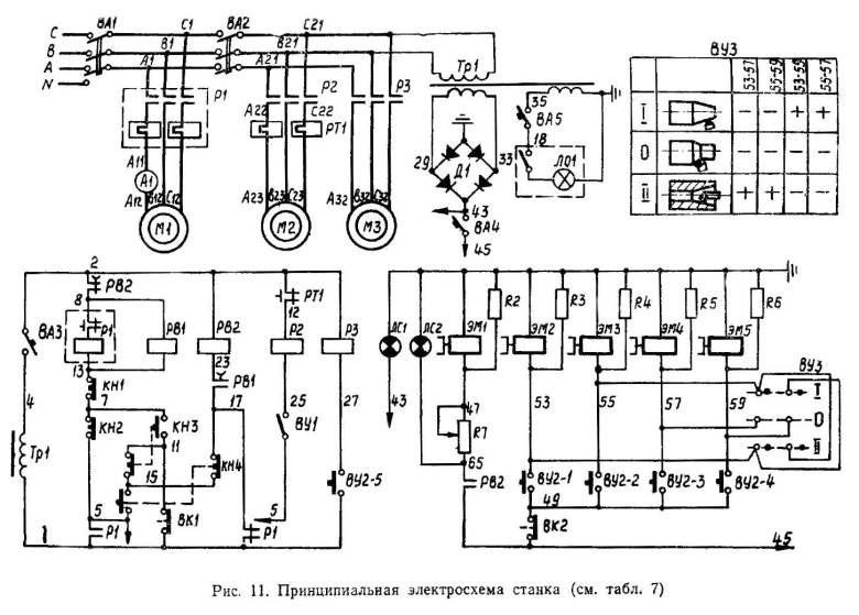 Токарный станок 1м63 схема электрическая