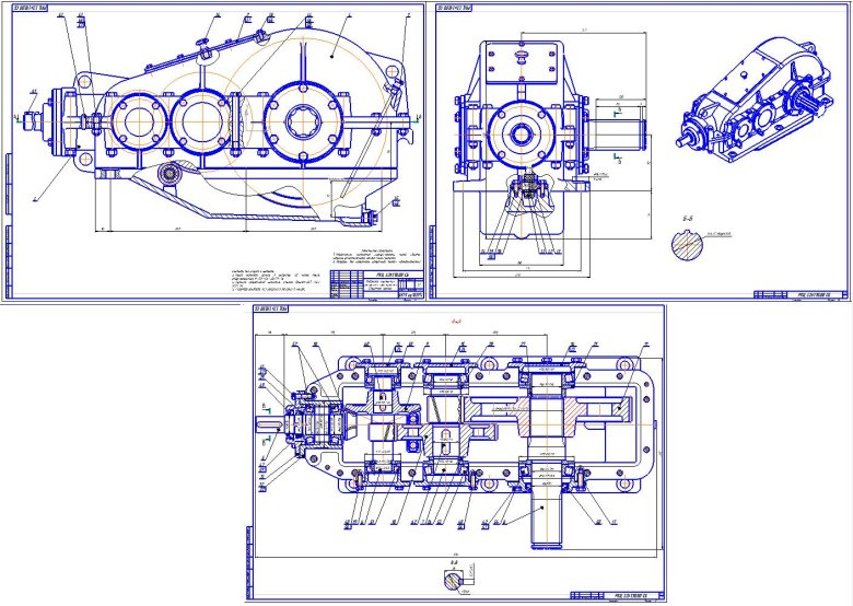 Сборочный чертеж двухступенчатого редуктора