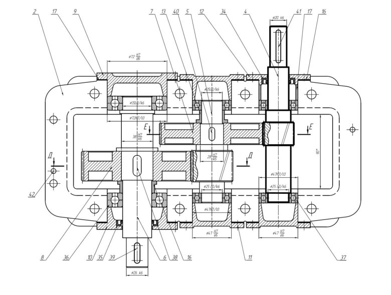 Чертеж цилиндрического редуктора