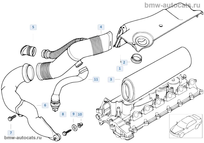 Патрубок воздушногo фильтра bmw 5