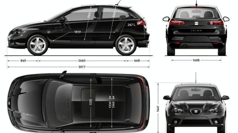 Сеат ибица 2003 габариты