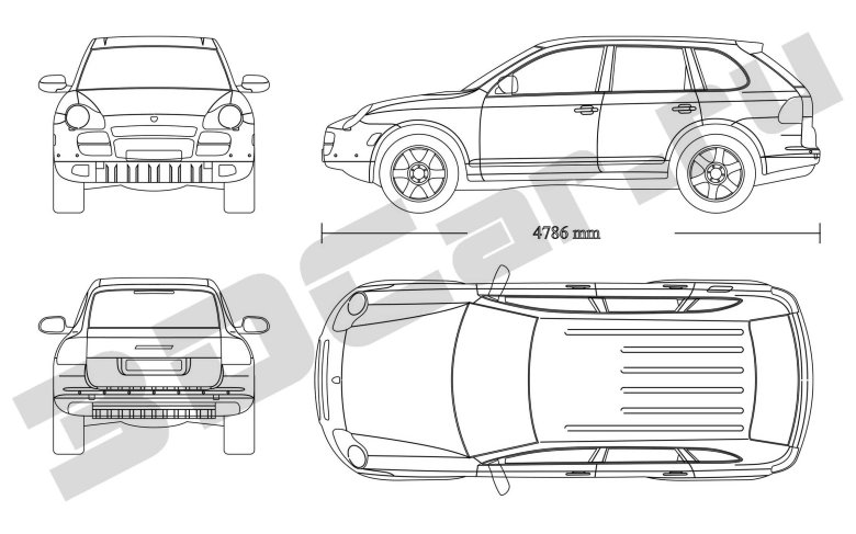 Porsche cayenne 2003 чертеж