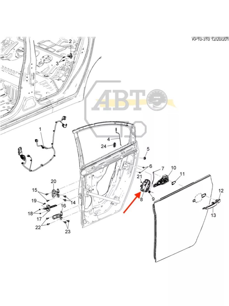 Замок передней левой двери шевроле круз схема
