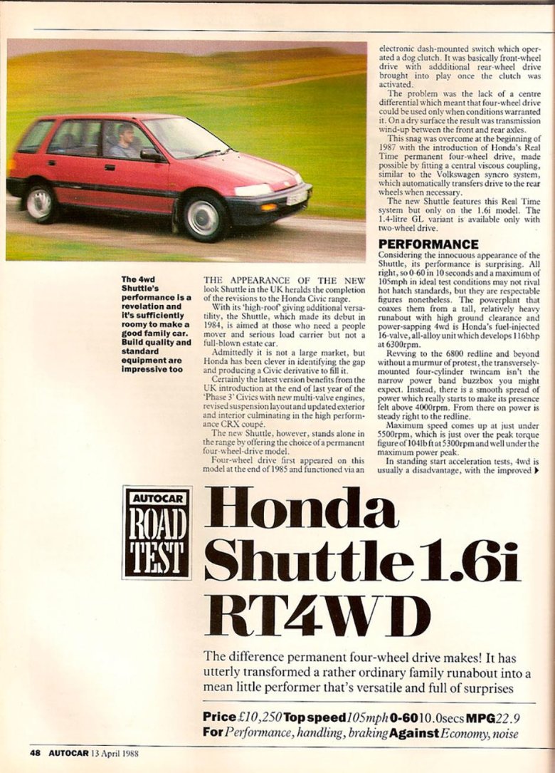 Honda civic shuttle 1.6i rt4wd