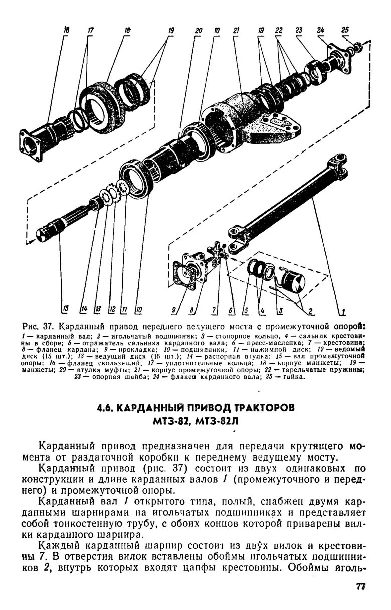 Промежуточная опора карданного вала мтз-82 схема