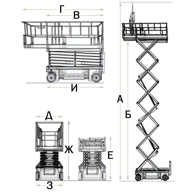 Электрический ножничный подъемник