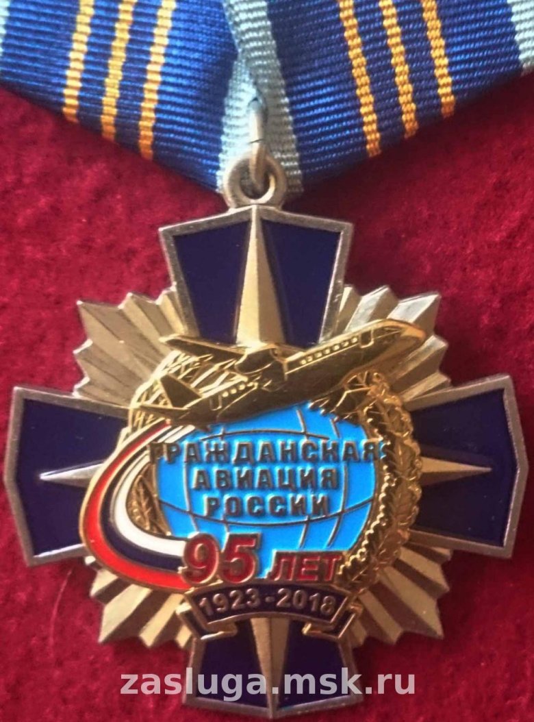 Медаль 95 лет гражданской авиации россии