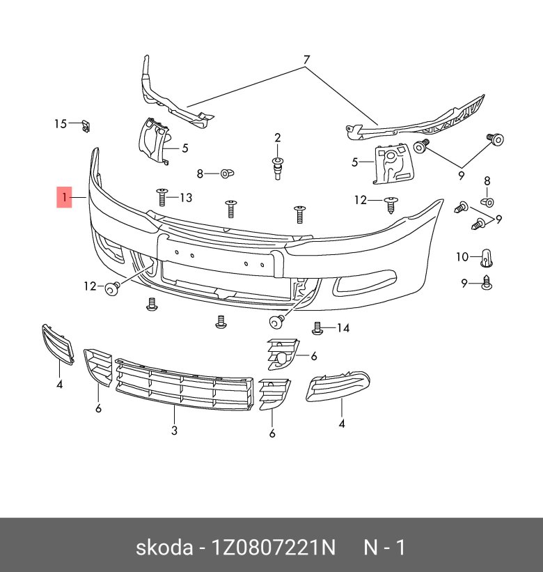 Крепление переднего бампера шкода октавия а5