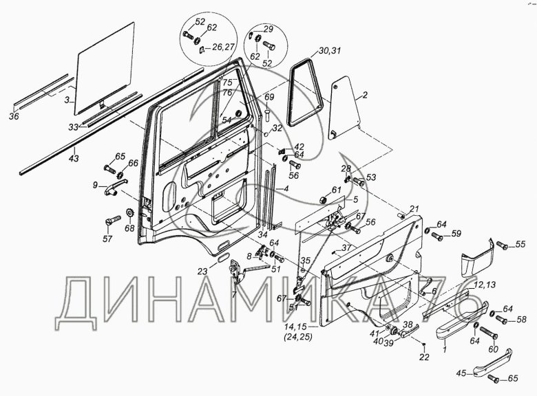 Стекло двери камаз 6520