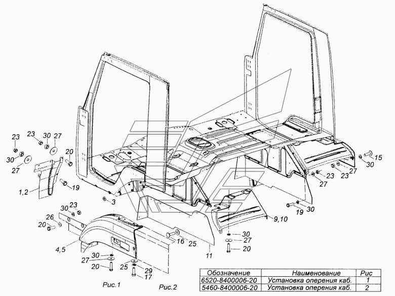 Оперение кабины камаз 65115 евро 4