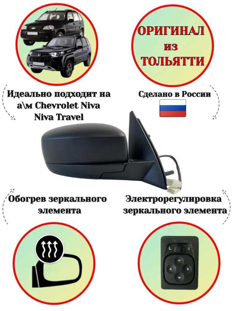 Зеркало заднего вида правое для нива шевроле