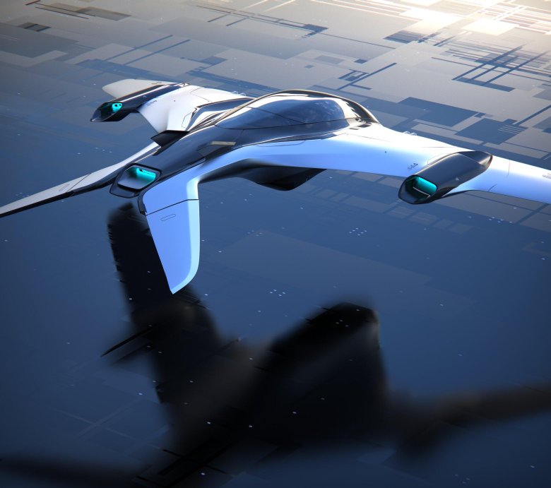 Футуристический летающий автомобиль