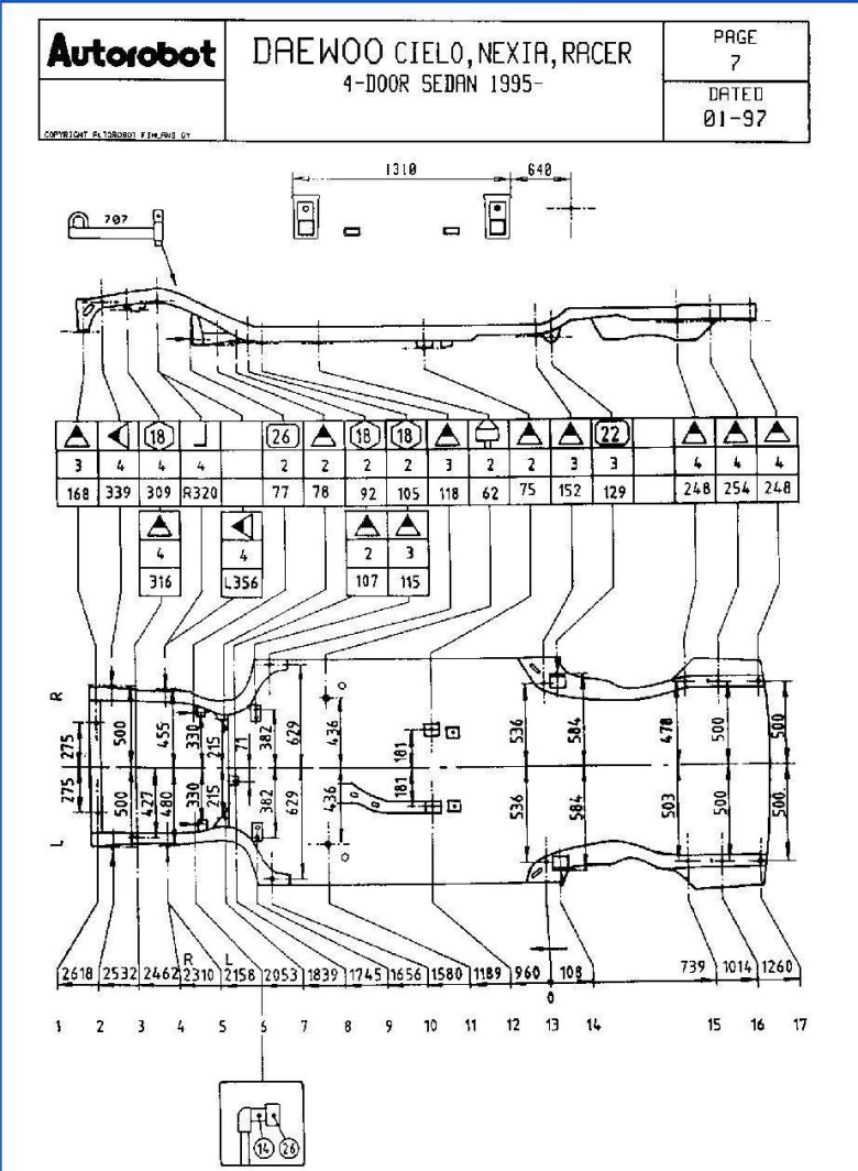 Геометрия кузова нексия n150