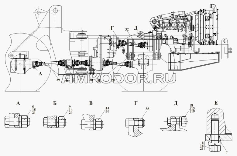 Карданный вал амкодор 342в