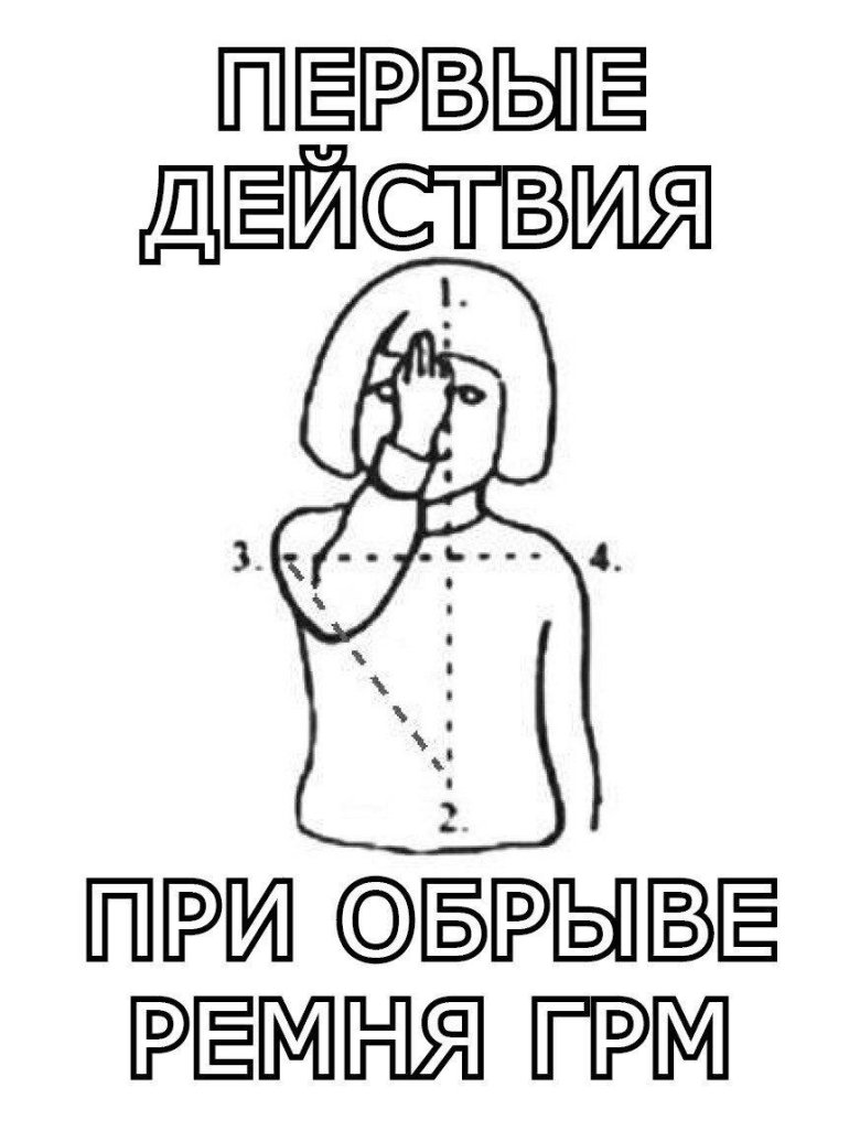 Действия при обрыве ремня грм