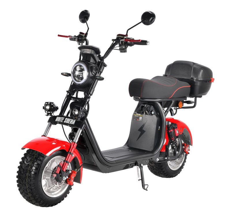 Электроскутер citycoco white siberia pro max