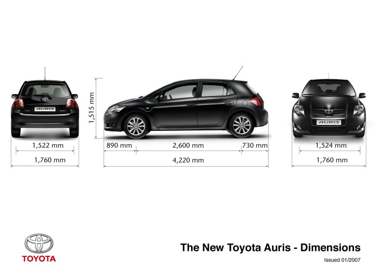 Тойота аурис 2007 габариты