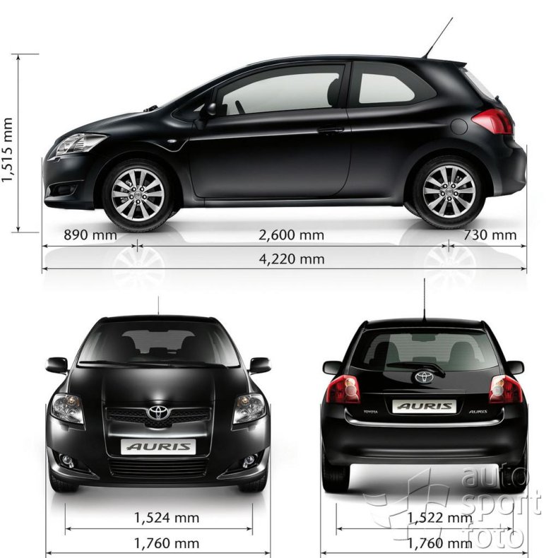 Габариты тойота аурис 2008