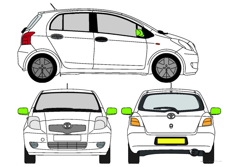 Габариты тойота ярис 2008