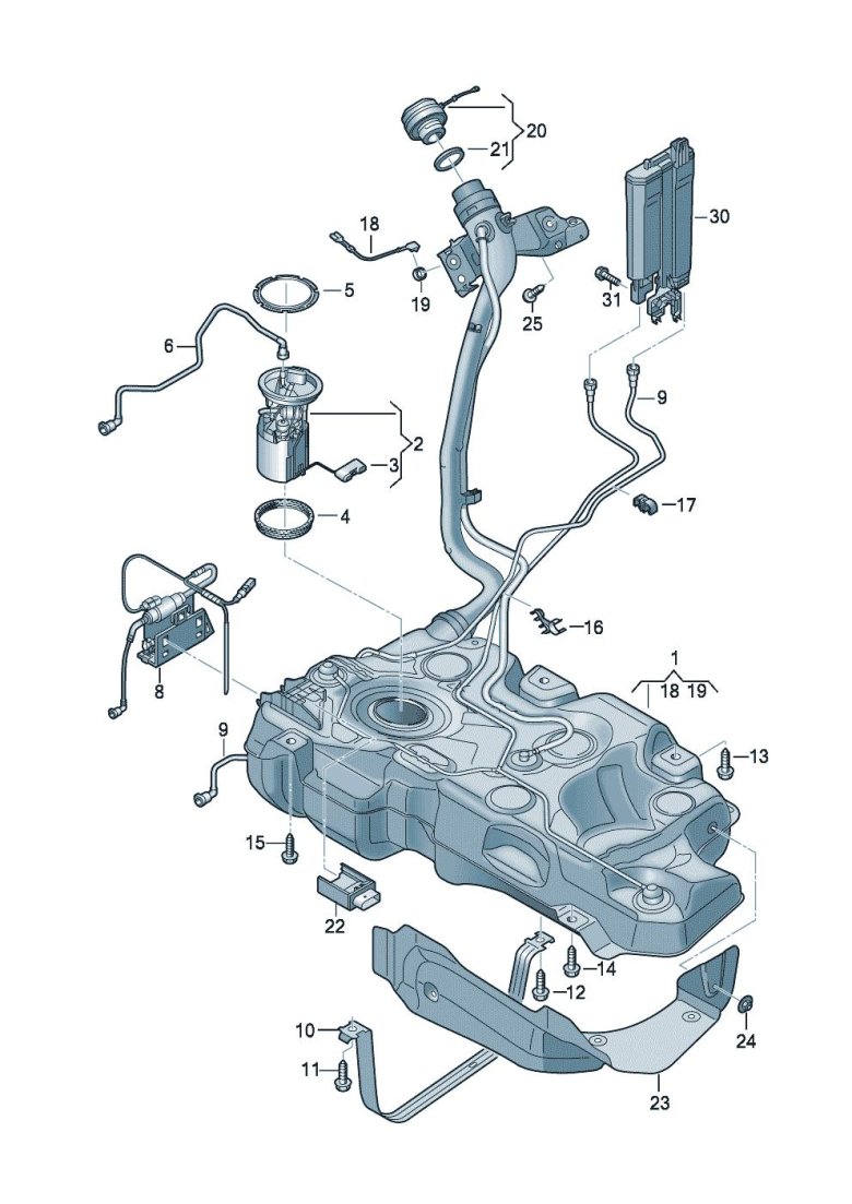 Топливный бак с навесными