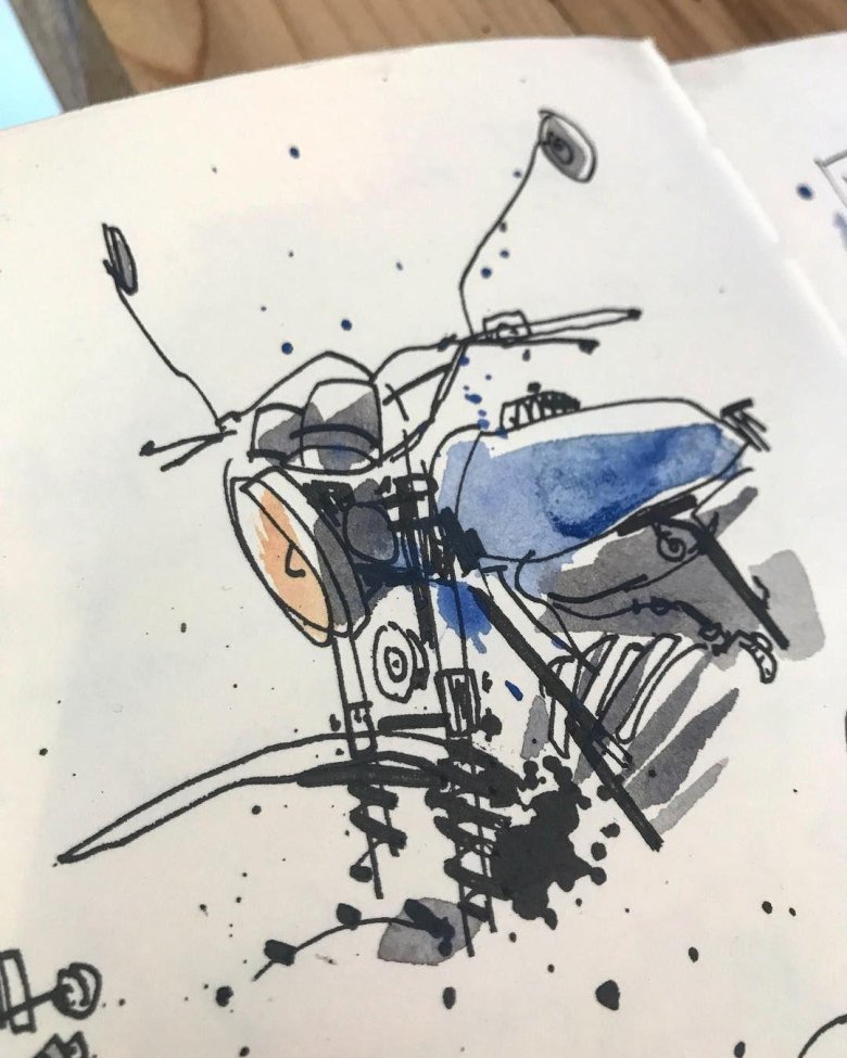 Мотоцикл акварелью