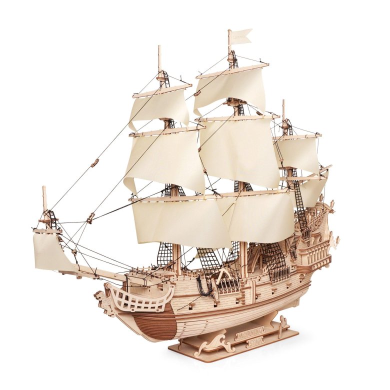 Сборная модель из дерева lemmo корабль с парусами