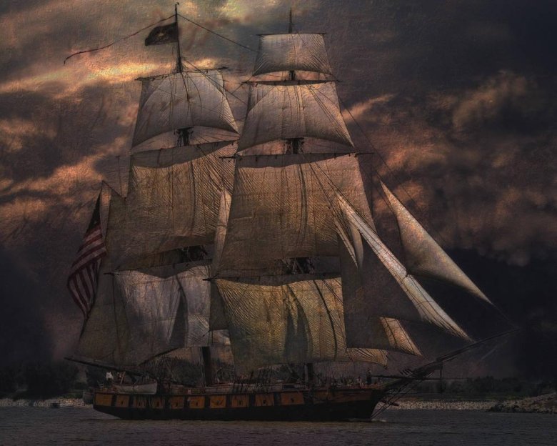 Фрегат с парусами