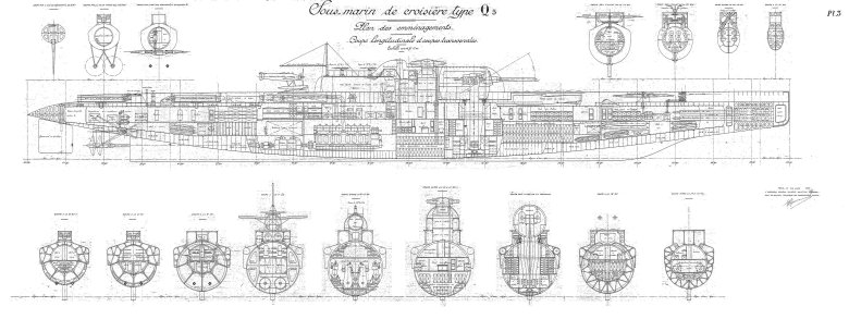 Surcouf подводная лодка чертежи