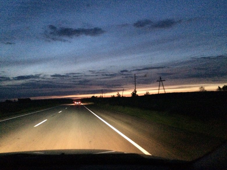 Ночная дорога вид из машины
