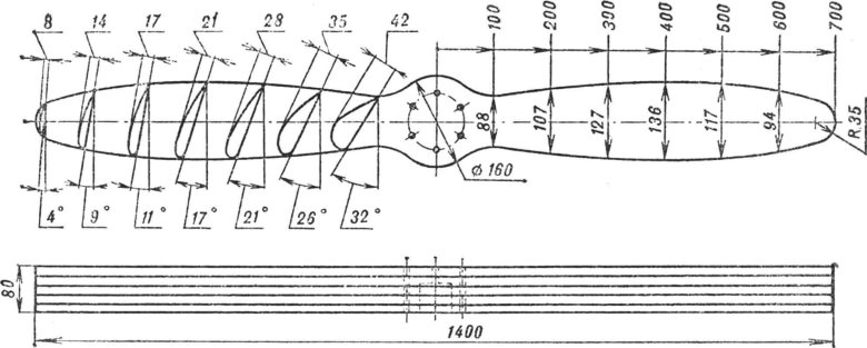 Лопасть винта чертеж
