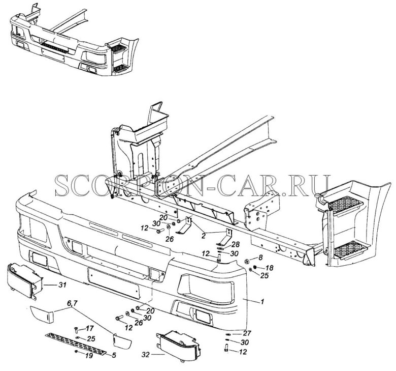 Кронштейн крепления переднего буфера камаз 65115